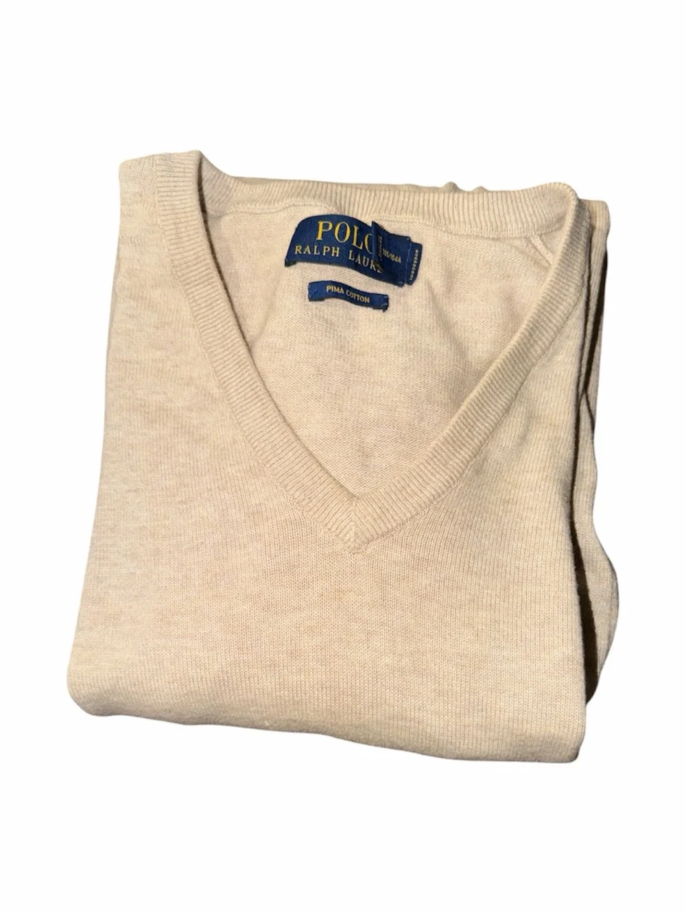 Polo Ralph Lauren Men’s XL Pima Cotton V-Neck Sweater Oatmeal